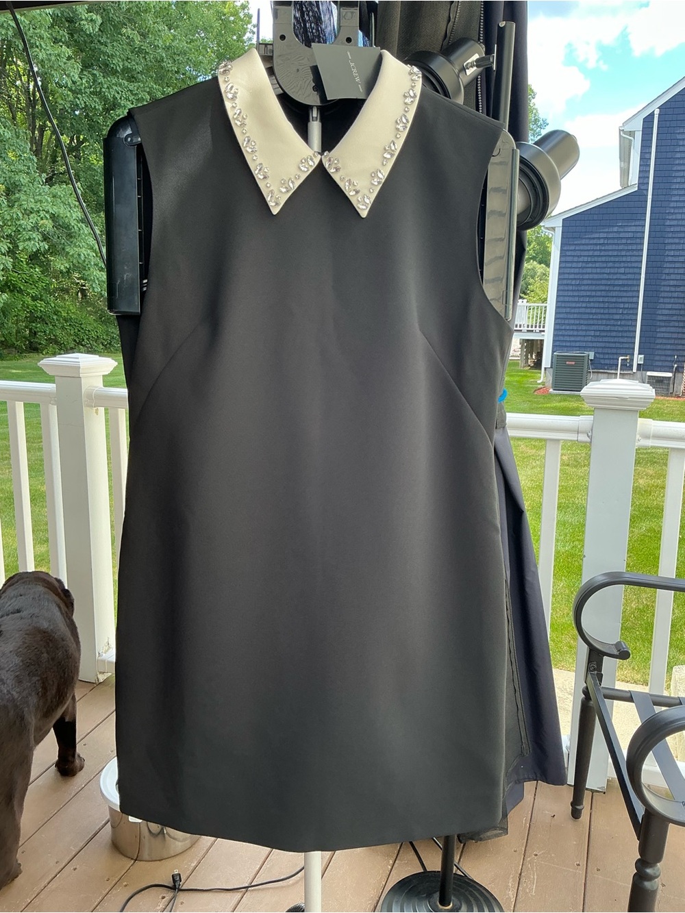 J. Crew - Ora Collaboration Black Top with Cream Jeweled collar - Picture 2 of 5